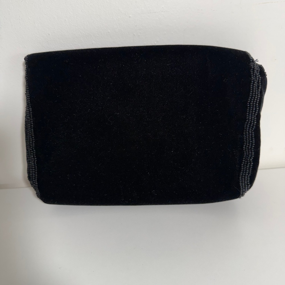 La Regale Beaded Velvet‎ Clutch Womens Small Black Evening Bag Floral Formal - Picture 6 of 9